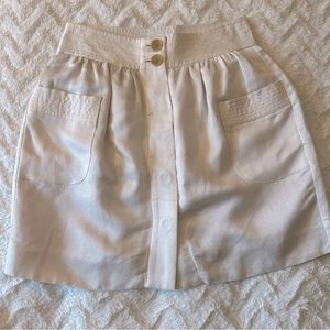 J. Crew Linen Blend Button Front Beige High Waist Skirt Size 4